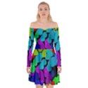 Colorful strokes on a black background   Off Shoulder Skater Dress View1