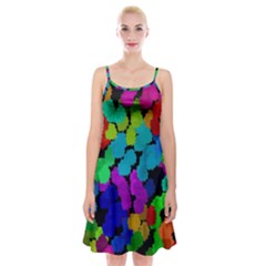 Colorful Strokes On A Black Background                  Spaghetti Strap Velvet Dress by LalyLauraFLM