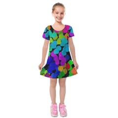 Colorful Strokes On A Black Background                   Kids  Short Sleeve Velvet Dress by LalyLauraFLM