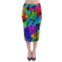 Colorful Strokes On A Black Background                 Midi Pencil Skirt by LalyLauraFLM