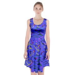 Paint Strokes On A Blue Background                  Racerback Midi Dress by LalyLauraFLM