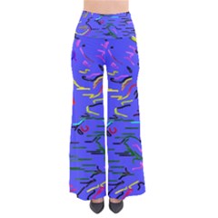 Paint Strokes On A Blue Background        Women s Chic Palazzo Pants by LalyLauraFLM