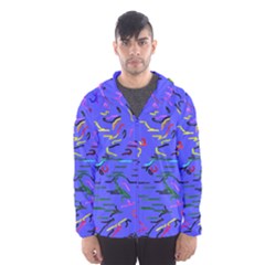 Paint Strokes On A Blue Background              Mesh Lined Wind Breaker (men) by LalyLauraFLM