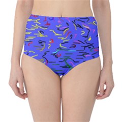 Paint Strokes On A Blue Background              High-waist Bikini Bottoms by LalyLauraFLM