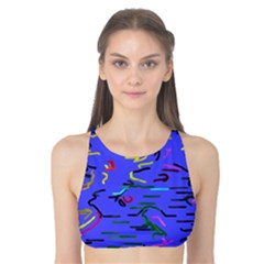 Paint Strokes On A Blue Background              Tank Bikini Top by LalyLauraFLM