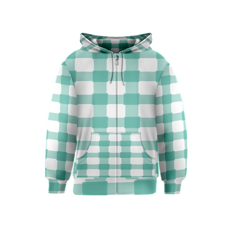 Plaid Blue Green White Line Kids  Zipper Hoodie