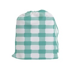 Plaid Blue Green White Line Drawstring Pouches (extra Large) by Mariart