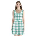 Plaid Blue Green White Line Split Back Mini Dress  View1