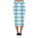 Plaid Blue Green White Line Velvet Midi Pencil Skirt View2