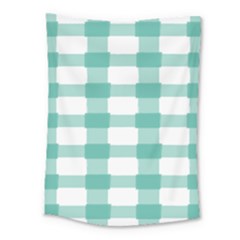 Plaid Blue Green White Line Medium Tapestry by Mariart