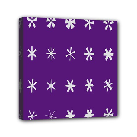 Purple Flower Floral Star White Mini Canvas 6  x 6 