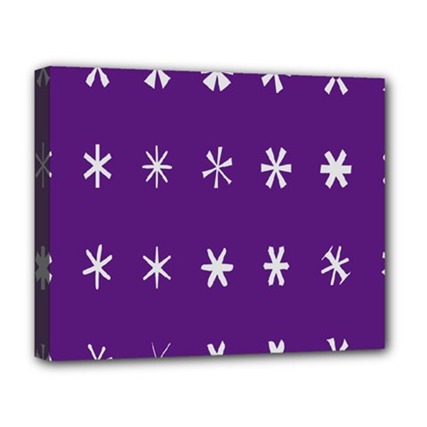 Purple Flower Floral Star White Deluxe Canvas 20  x 16  