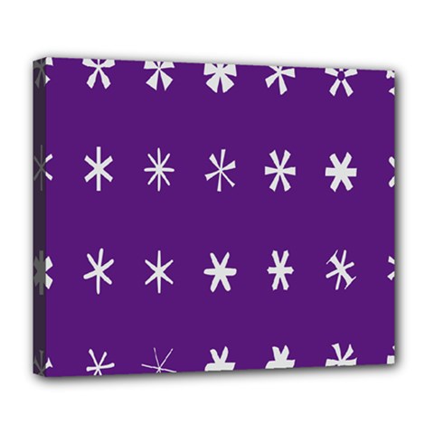 Purple Flower Floral Star White Deluxe Canvas 24  x 20  