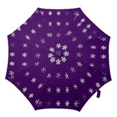 Purple Flower Floral Star White Hook Handle Umbrellas (Medium)