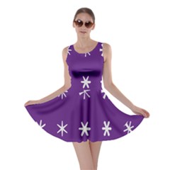 Purple Flower Floral Star White Skater Dress