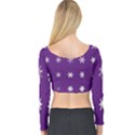 Purple Flower Floral Star White Long Sleeve Crop Top View2