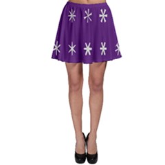 Purple Flower Floral Star White Skater Skirt