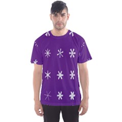 Purple Flower Floral Star White Men s Sport Mesh Tee