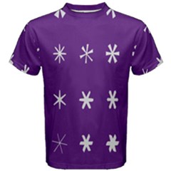 Purple Flower Floral Star White Men s Cotton Tee