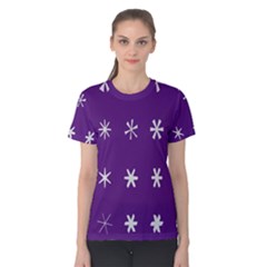 Purple Flower Floral Star White Women s Cotton Tee