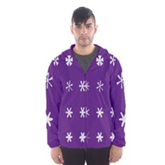 Purple Flower Floral Star White Hooded Wind Breaker (Men)