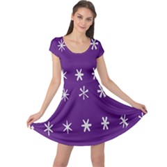 Purple Flower Floral Star White Cap Sleeve Dresses