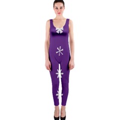 Purple Flower Floral Star White OnePiece Catsuit