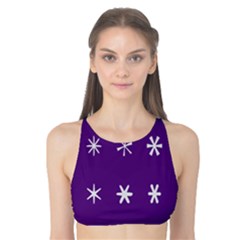 Purple Flower Floral Star White Tank Bikini Top