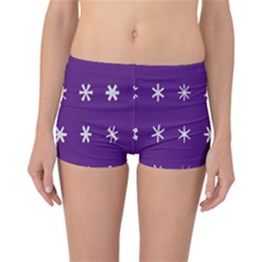 Purple Flower Floral Star White Reversible Bikini Bottoms