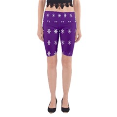 Purple Flower Floral Star White Yoga Cropped Leggings