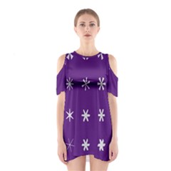 Purple Flower Floral Star White Shoulder Cutout One Piece