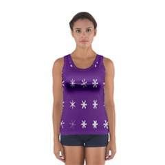 Purple Flower Floral Star White Women s Sport Tank Top 