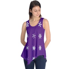 Purple Flower Floral Star White Sleeveless Tunic