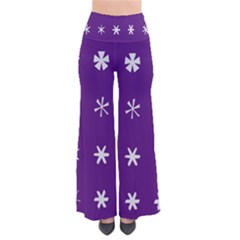 Purple Flower Floral Star White Pants