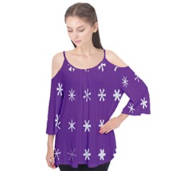 Purple Flower Floral Star White Flutter Tees