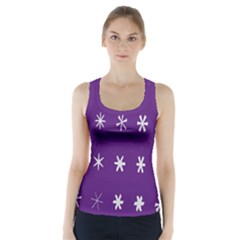 Purple Flower Floral Star White Racer Back Sports Top by Mariart