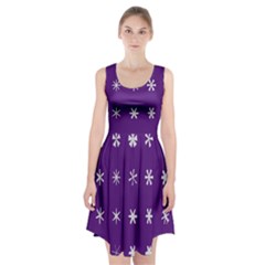 Purple Flower Floral Star White Racerback Midi Dress