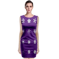 Purple Flower Floral Star White Sleeveless Velvet Midi Dress