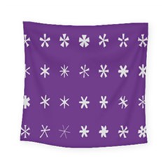 Purple Flower Floral Star White Square Tapestry (Small)