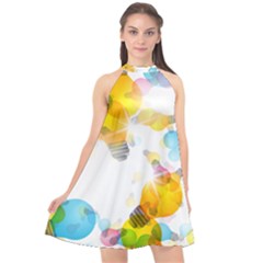 Lamp Color Rainbow Light Halter Neckline Chiffon Dress  by Mariart