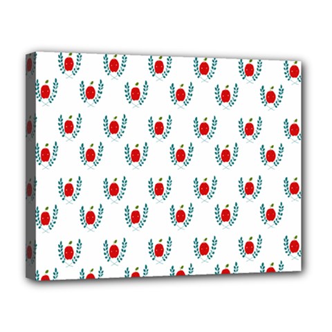 Sage Apple Wrap Smile Face Fruit Canvas 14  X 11  by Mariart