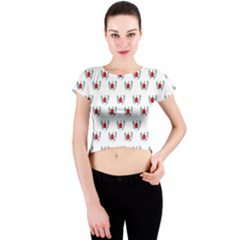 Sage Apple Wrap Smile Face Fruit Crew Neck Crop Top by Mariart