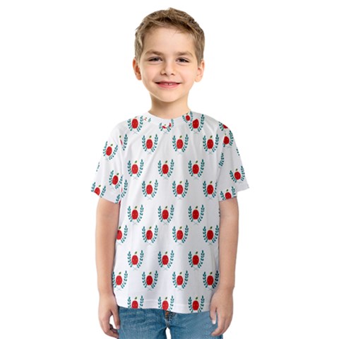 Sage Apple Wrap Smile Face Fruit Kids  Sport Mesh Tee by Mariart