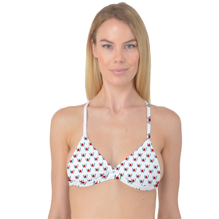 Sage Apple Wrap Smile Face Fruit Reversible Tri Bikini Top