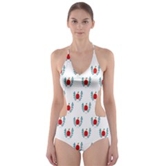 Sage Apple Wrap Smile Face Fruit Cut-out One Piece Swimsuit by Mariart