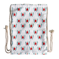 Sage Apple Wrap Smile Face Fruit Drawstring Bag (large) by Mariart