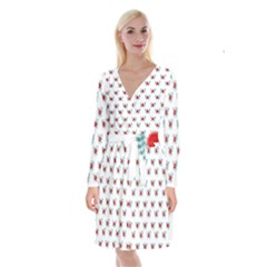 Sage Apple Wrap Smile Face Fruit Long Sleeve Velvet Front Wrap Dress by Mariart