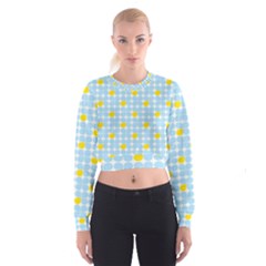 Retro Stig Lindberg Vintage Posters Yellow Blue Cropped Sweatshirt by Mariart