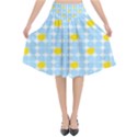 Retro Stig Lindberg Vintage Posters Yellow Blue Flared Midi Skirt View1