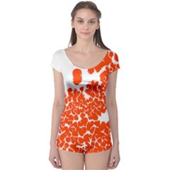 Red Spot Paint White Polka Boyleg Leotard  by Mariart